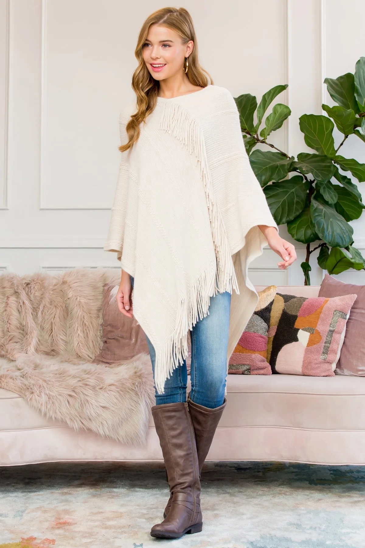 Cozy Knit Poncho Ruana