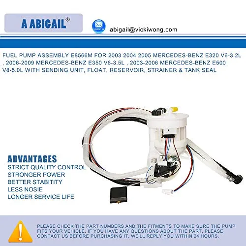 Electric Gas Fuel Pump assembly 2114704094 For 2003 2004 2005 Mercedes-Benz E320 V6-3.2L, 2006-2009 Mercedes-Benz E350 V6-3.5L, 2003-2006 Mercedes-Benz E500 V8-5.0L (Left Side)