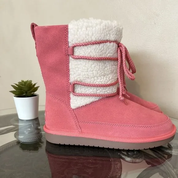 KOOLABURRA BY UGG Girls Youth Michon Short Boots Size 2 Pink Suede New!‎