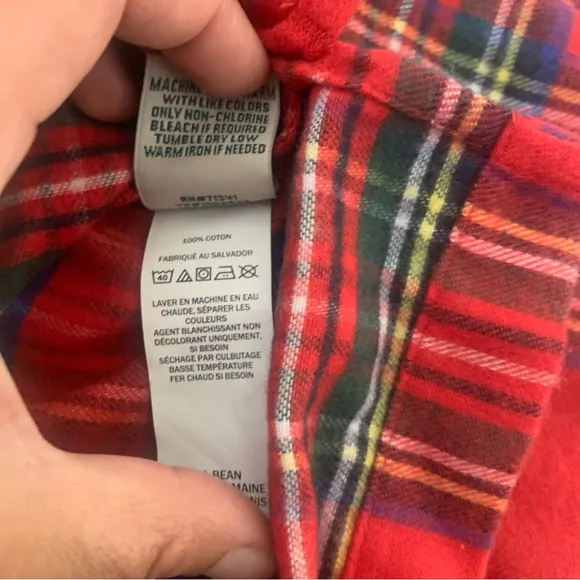 NWT LL Bean Red Plaid Pajama Set S