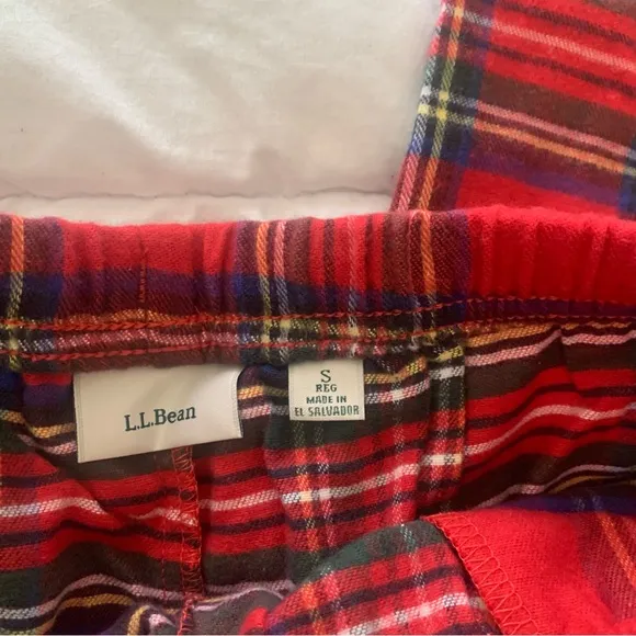 NWT LL Bean Red Plaid Pajama Set S