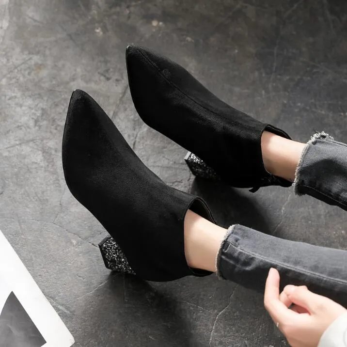 Small Feet Glitter Chunky Heel Boots GS217
