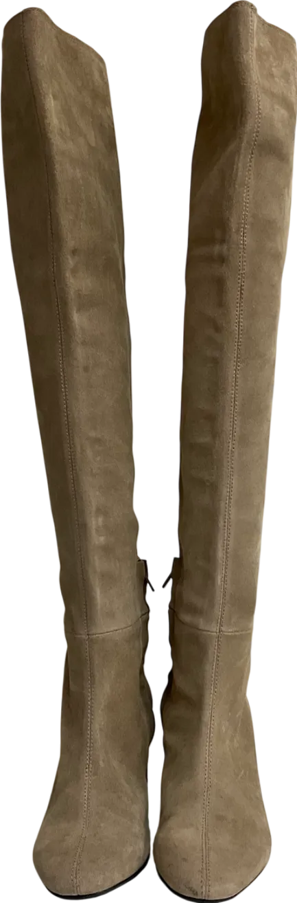 ZARA Beige Suede Leather Suede Knee High Boots UK 5 EU 38 👠